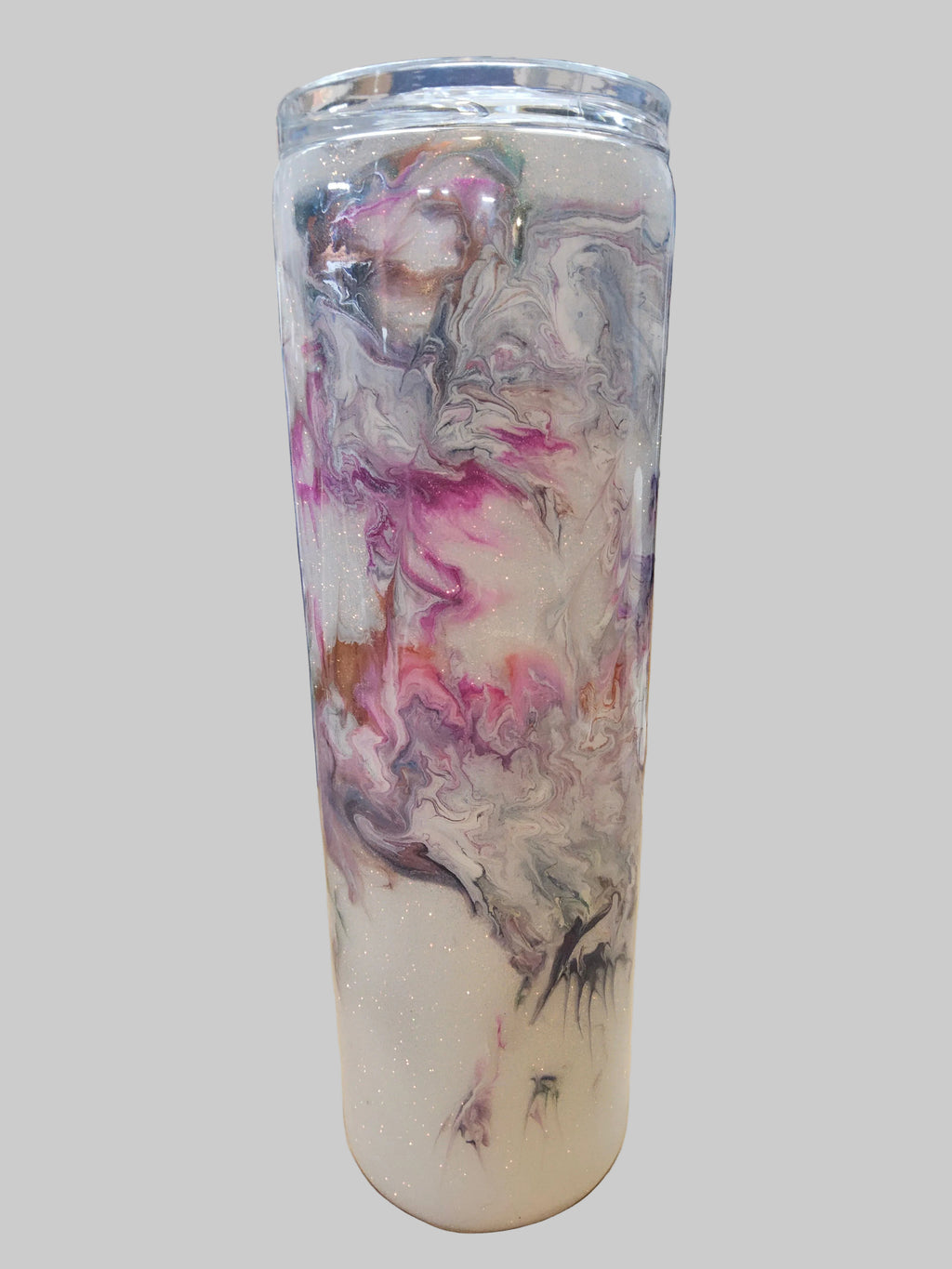 Pink and blue marble with silver acce
