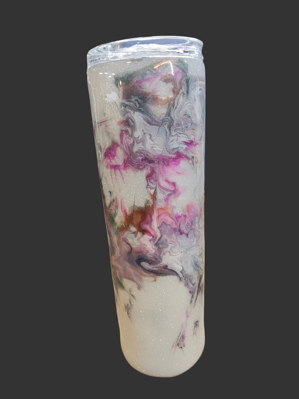 Pink and blue marble with silver acce